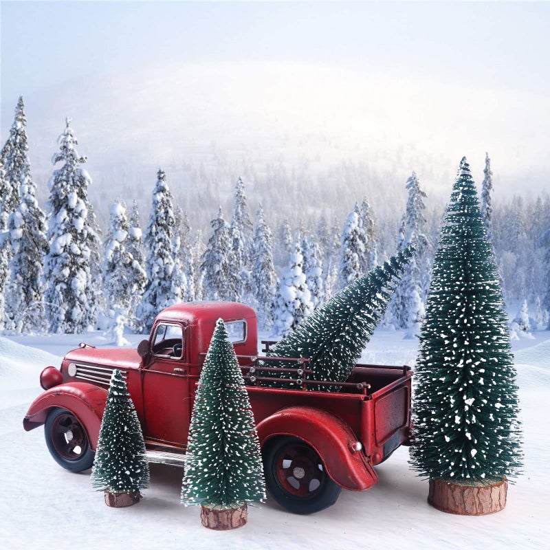 synoratory Small Christmas Tree,Mini Christmas Tree, Mini Pine Tree, Bottle Brush Fake Trees with Wooden Base for Tabletop Decorative (Plant Green) - Image 2